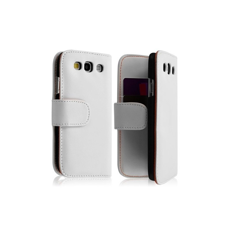 Housse Coque Etui Portefeuille pour Samsung Galaxy S3 couleur blanc