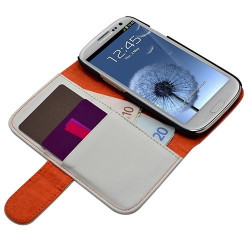 Housse Coque Etui Portefeuille pour Samsung Galaxy S3 couleur blanc