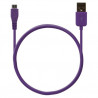 Chargeur voiture allume cigare USB avec câble data couleur violet pour Nokia : Asha 200 / Asha 201 / Asha 202 / Asha 302 / Asha