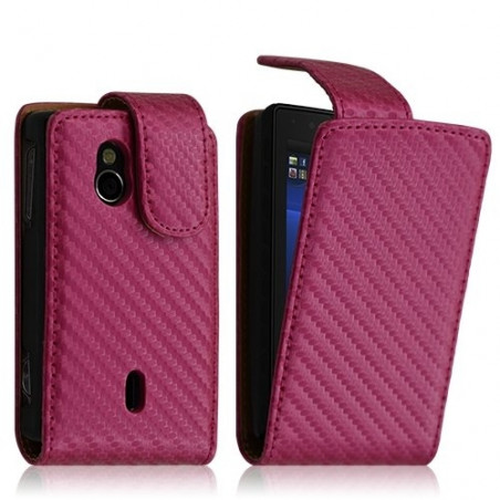 Housse coque etui gaufré pour Sony Ericsson Xperia Mini Pro (SK17i) couleur rose fushia