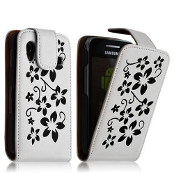 housse etui coque pour Samsung Galaxy Ace S5830 avec motif fleur couleur blanc