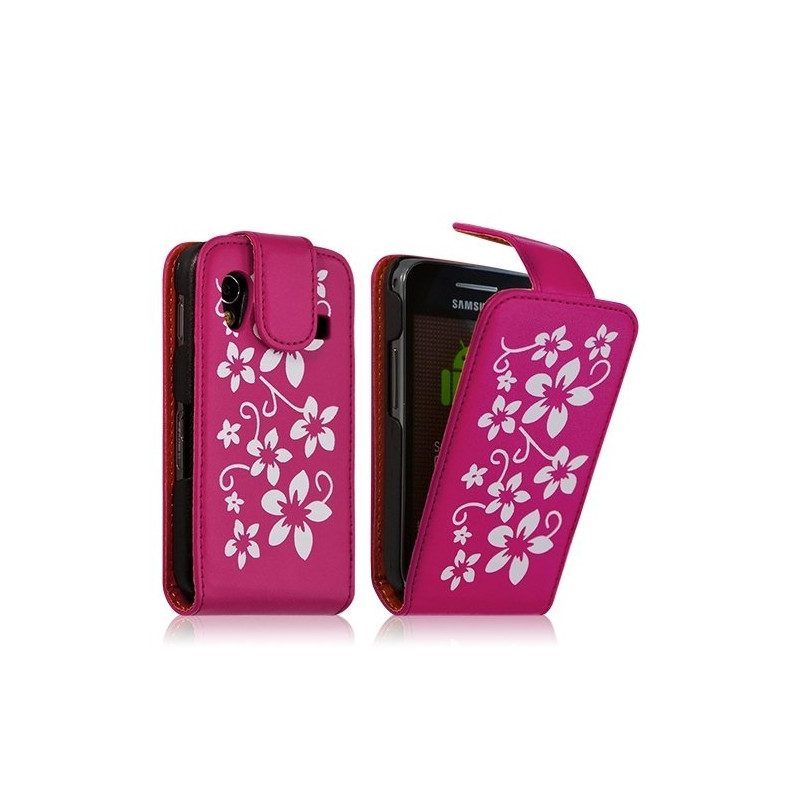 housse etui coque pour Samsung Galaxy Ace S5830 avec motif fleur couleur rose fushia