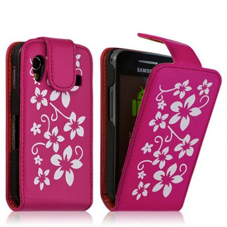 Housse etui coque pour Samsung Galaxy Ace S5830 avec motif fleur couleurr Rose Fushia