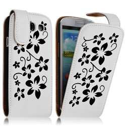 Housse Coque Etui pour Samsung Galaxy S3 i9300 avec motif fleur couleur blanc