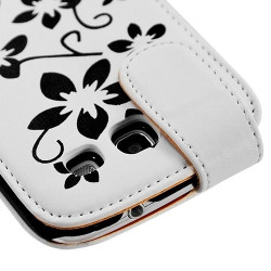 Housse Coque Etui pour Samsung Galaxy S3 i9300 avec motif fleur couleur blanc