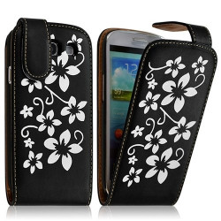 Housse Coque Etui pour Samsung Galaxy S3 i9300 avec motif fleur couleur noir