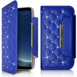 Housse Coque Etui Portefeuille Style Diamant Universel S couleur bleu clair pour Nokia Lumia 630