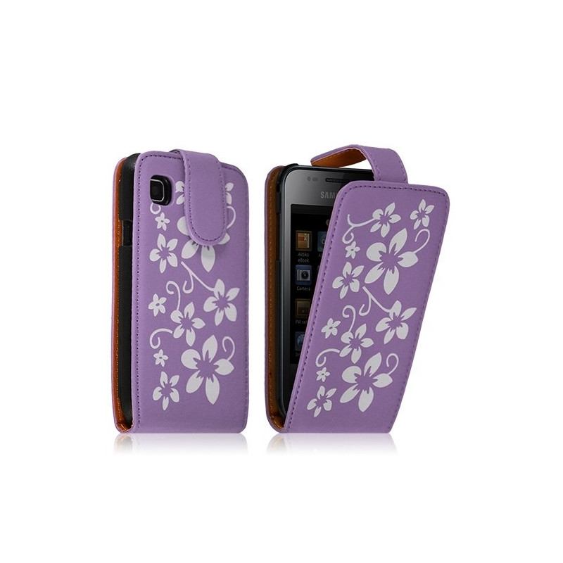 Housse Coque Etui pour Samsung Galaxy S i9000 avec motif fleur couleur violet