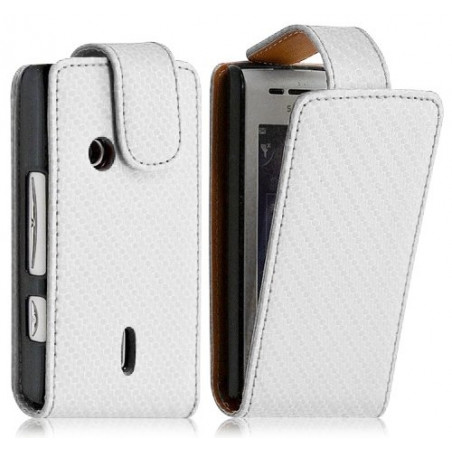 Housse coque etui pour Sony Ericsson Xperia X8 Motif Gaufre couleur blanc