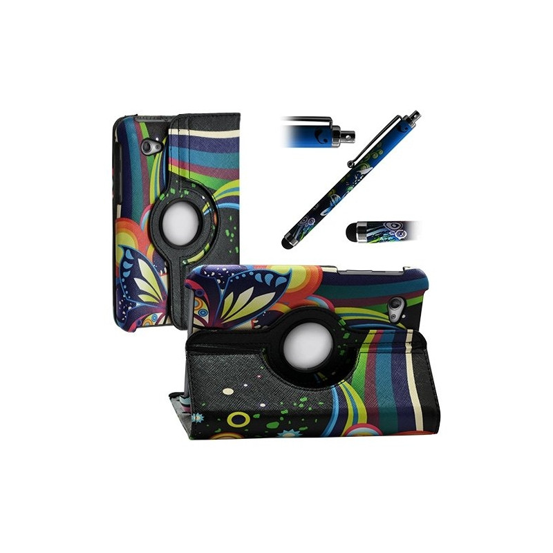 Housse coque étui pour Samsung Galaxy Tab 7 Plus P6200 avec sytème de rotation à 360 degrès motif HF05 + stylet HF09