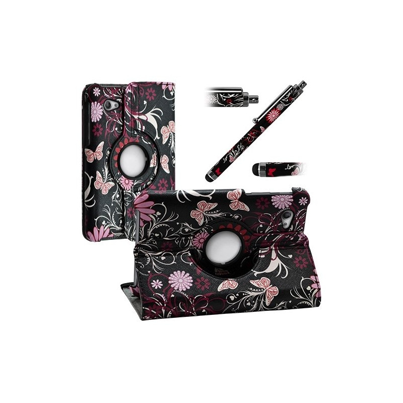 Housse coque étui pour Samsung Galaxy Tab 7 Plus P6200 avec sytème de rotation à 360 degrès motif HF13 + stylet HF13