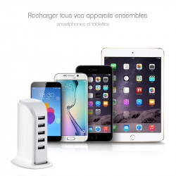 Chargeur Secteur Adaptateur 5 Ports USB pour Smartphones et Tablettes