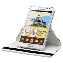 Housse coque étui pour Samsung Galaxy Note de luxe avec sytème de rotation à 360° motif fleur couleur blanc