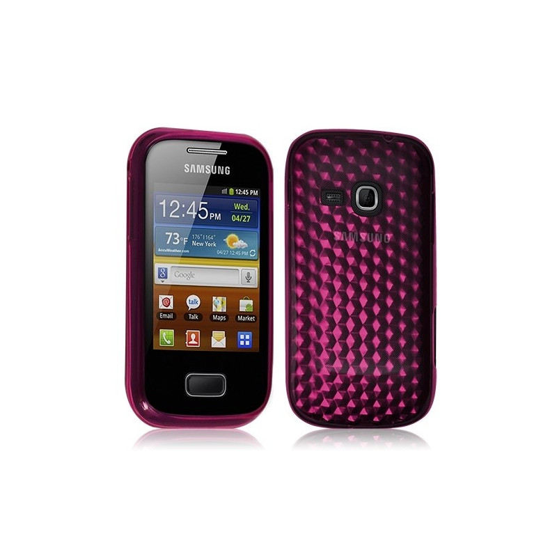 Housse coque étui gel diamant transparent pour Samsung Galaxy Mini 2 S6500 couleur rose fushia