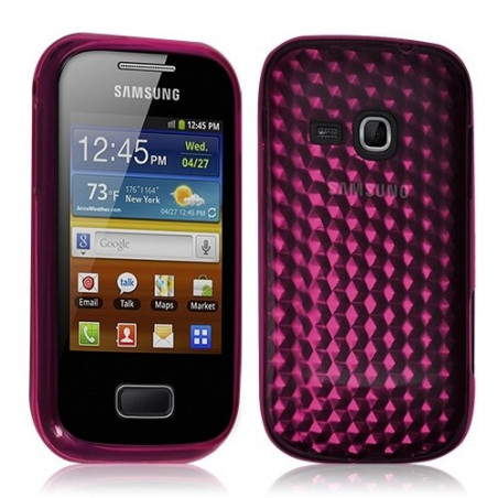 Housse coque étui gel diamant transparent pour Samsung Galaxy Mini 2 S6500 couleur rose fushia