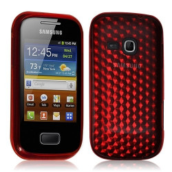 Housse coque étui gel diamant transparent pour Samsung Galaxy Mini 2 S6500 couleur rouge