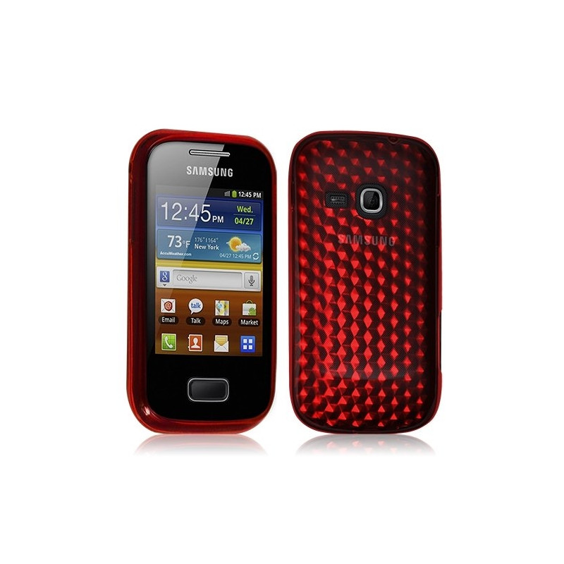 Housse coque étui gel diamant transparent pour Samsung Galaxy Mini 2 S6500 couleur rouge