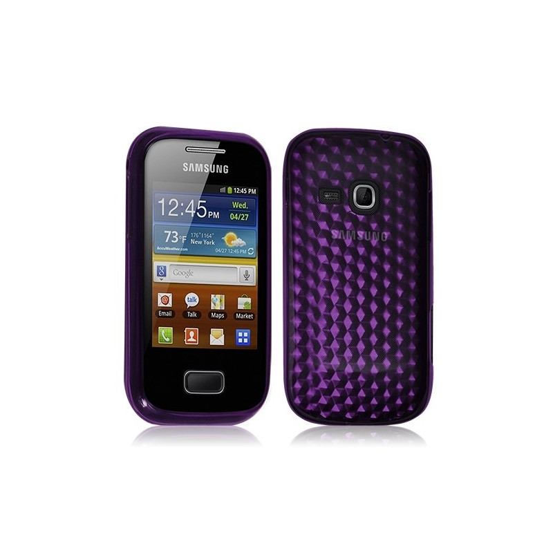 Housse coque étui gel diamant transparent pour Samsung Galaxy Mini 2 S6500 couleur violet