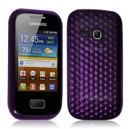 Housse coque étui gel diamant transparent pour Samsung Galaxy Mini 2 S6500 couleur violet