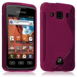 Housse coque étui gel semi transparent pour Samsung Galaxy Xcover S5690 motif vague couleur rose fushia