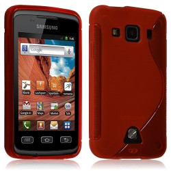 Housse coque étui gel semi transparent pour Samsung Galaxy Xcover S5690 motif vague couleur rouge