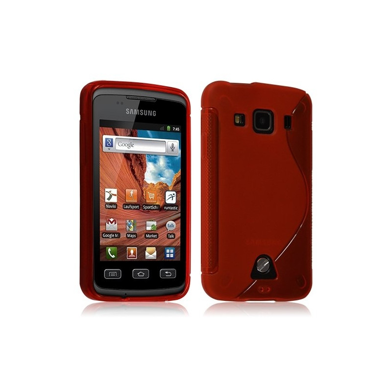 Housse coque étui gel semi transparent pour Samsung Galaxy Xcover S5690 motif vague couleur rouge