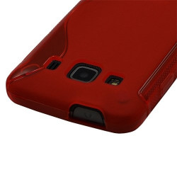 Housse coque étui gel semi transparent pour Samsung Galaxy Xcover S5690 motif vague couleur rouge