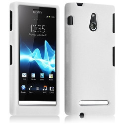 Housse coque étui silicone semi translucide pour Sony Xperia P couleur blanc