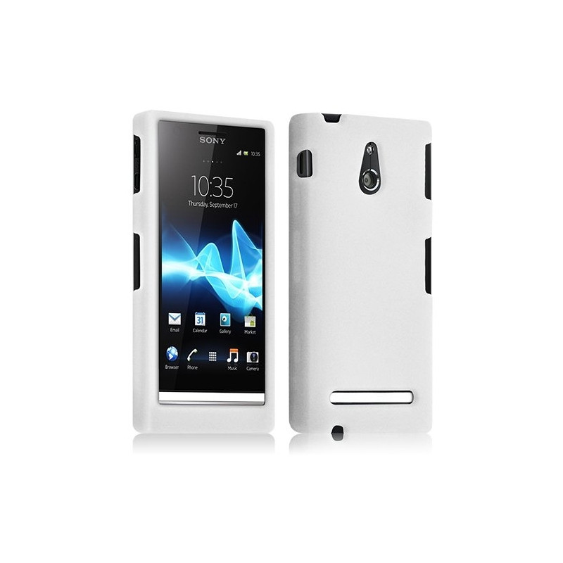 Housse coque étui silicone semi translucide pour Sony Xperia P couleur blanc