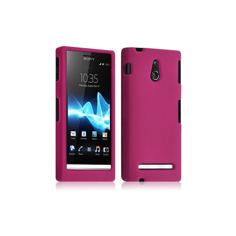 Housse coque étui silicone pour Sony Xperia P couleur rose fushia