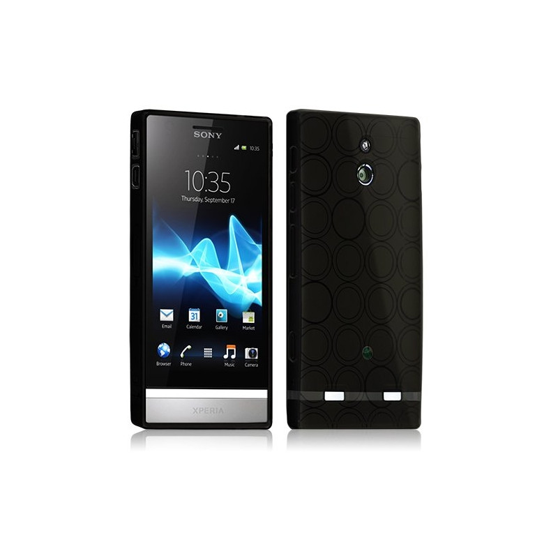 Housse coque étui hydro gel transparent pour Sony Xperia P couleur noir