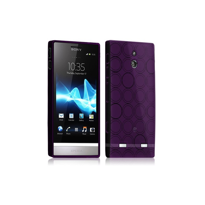 Housse coque étui hydro gel transparent pour Sony Xperia P couleur violet