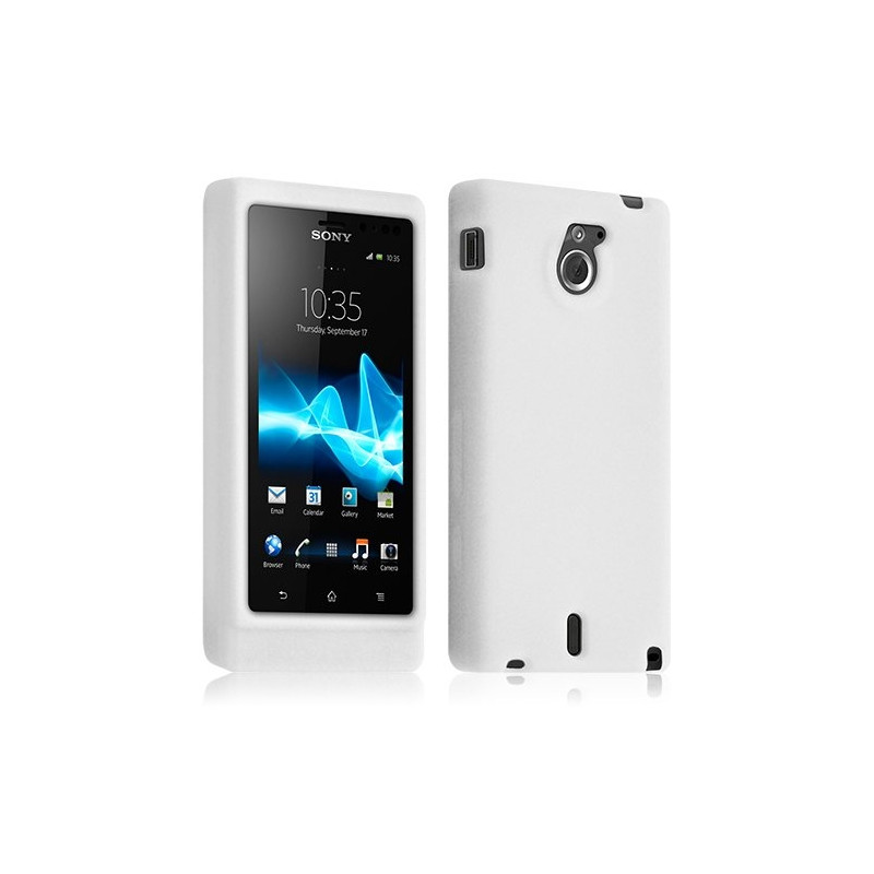 Housse coque étui silicone semi translucide pour Sony Xperia Sola couleur blanc