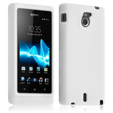 Housse coque étui silicone semi translucide pour Sony Xperia Sola couleur blanc