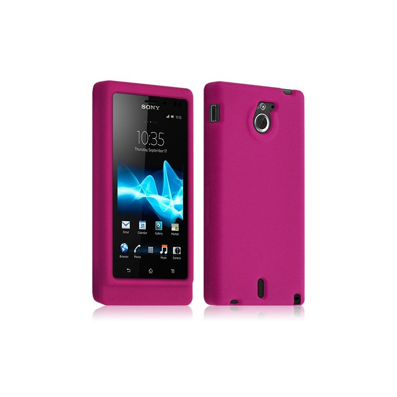 Housse coque étui silicone pour Sony Xperia Sola couleur rose fushia