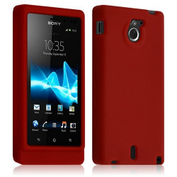 Housse coque étui silicone pour Sony Xperia Sola couleur rouge