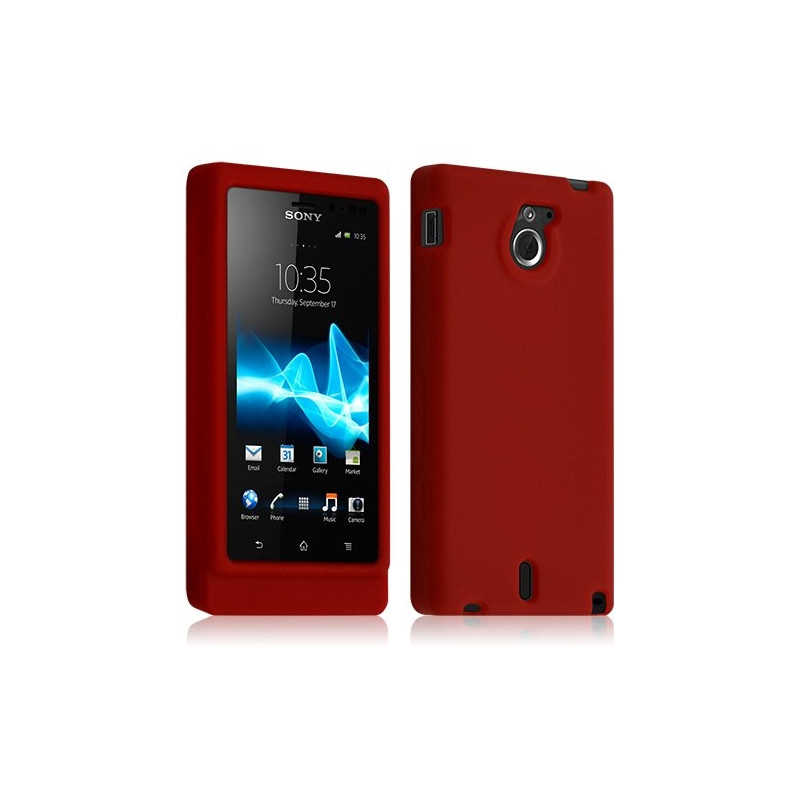 Housse coque étui silicone pour Sony Xperia Sola couleur rouge