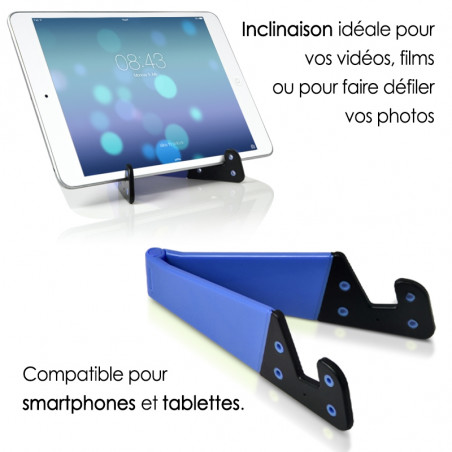 Support Universel Pliable de poche couleur bleu pour Smartphone Tablette Tactile