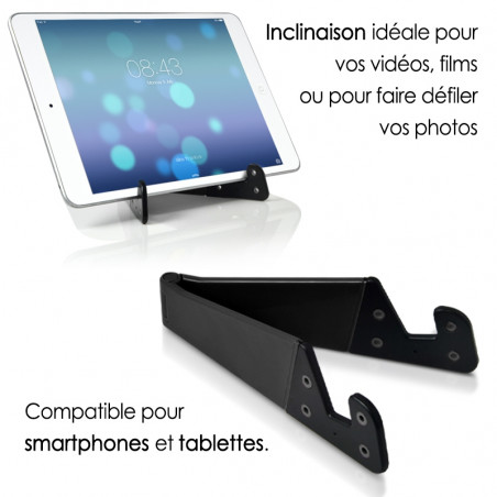 Support Universel Pliable de poche couleur noir pour Smartphone Tablette Tactile