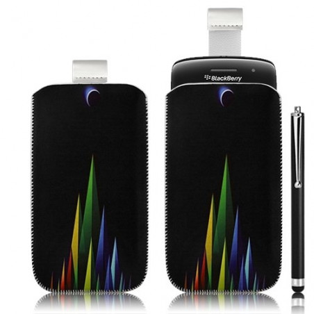 Housse coque étui pochette pour BlackBerry Torch 9800 avec motif LM02 + stylet luxe