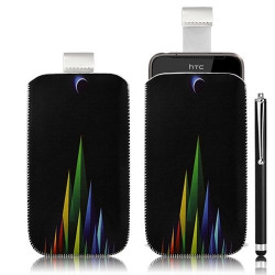 Housse coque étui pochette pour HTC One V avec motif LM02 + stylet luxe