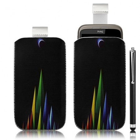 Housse coque étui pochette pour HTC WildFire avec motif LM02 + stylet luxe