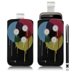 Housse coque étui pochette pour HTC WildFire avec motif LM08 + stylet luxe