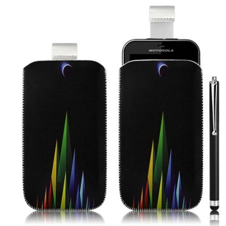 Housse coque étui pochette pour Motorola Defy avec motif LM02 + stylet luxe