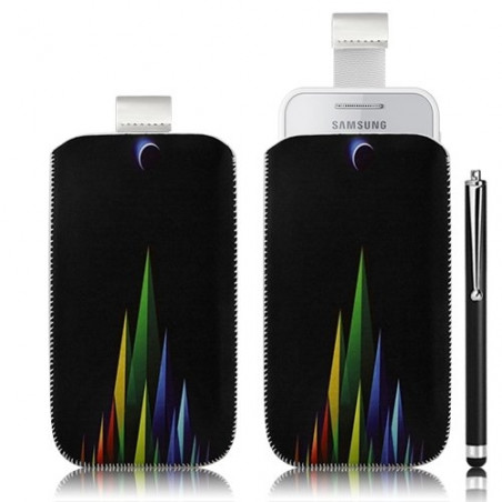 Housse coque étui pochette pour Samsung Wave 575 S5750 avec motif LM02 + stylet luxe