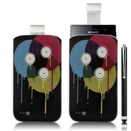Housse coque étui pochette pour Sony Xperia U avec motif LM08 + stylet luxe