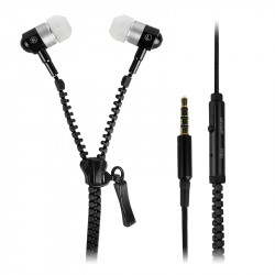 Ecouteurs Filaire Kit Mains Libres Style Zip couleur noir pour Sony Xperia XZ2