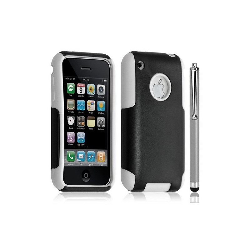 Housse étui coque pour Apple Iphone 3G/3GS couleur blanc + Stylet luxe + Film de protection