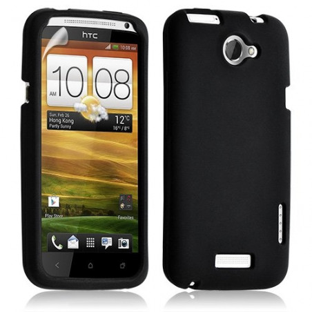 Housse coque étui silicone pour HTC One X couleur noir + Film protecteur