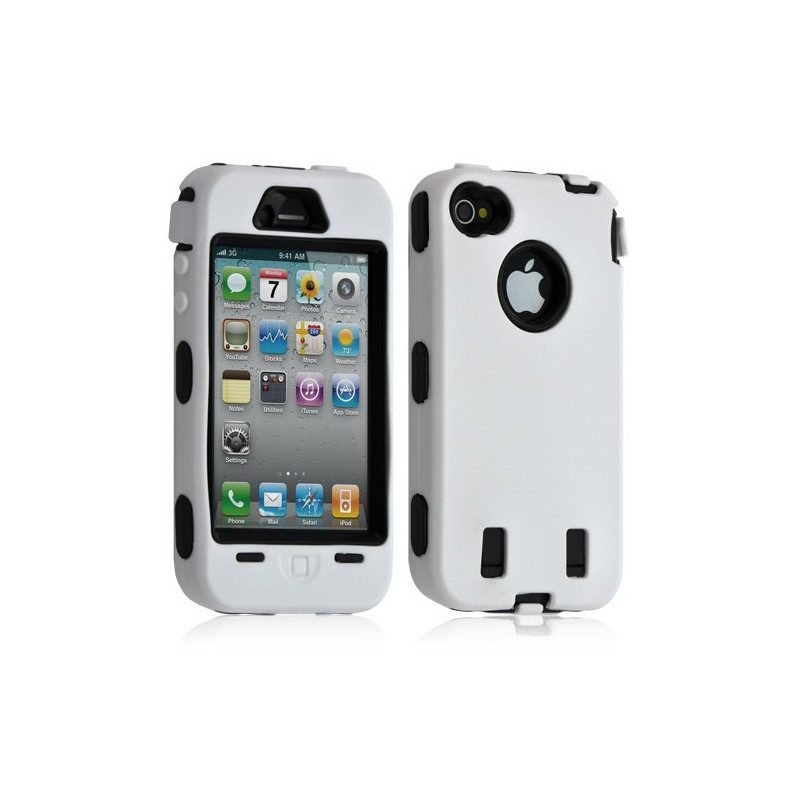 Housse étui coque pour Apple Iphone 4/4S couleur blanc + Film de protection